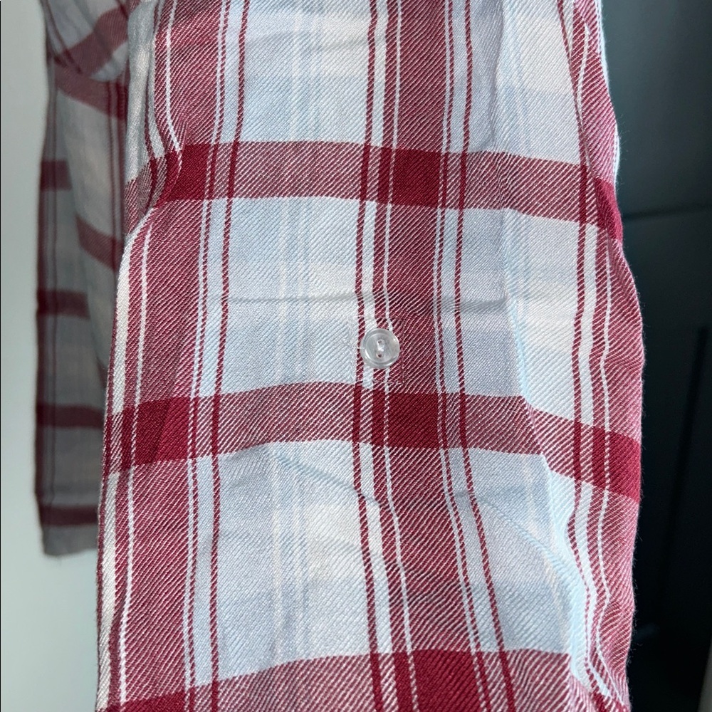 Sanctuary L Red light blue and White Plaid Button-Up rayon casual  Shirt - Picture 6 of 9
